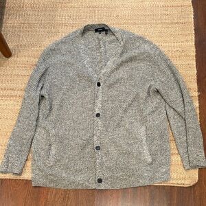 Theory Men's marled black and white Cardigan Sweater